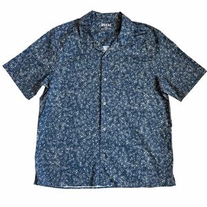 Rhone Men’s Floral Stretch Twill Camp Collar SS Button Up Shirt Sz L Navy EUC